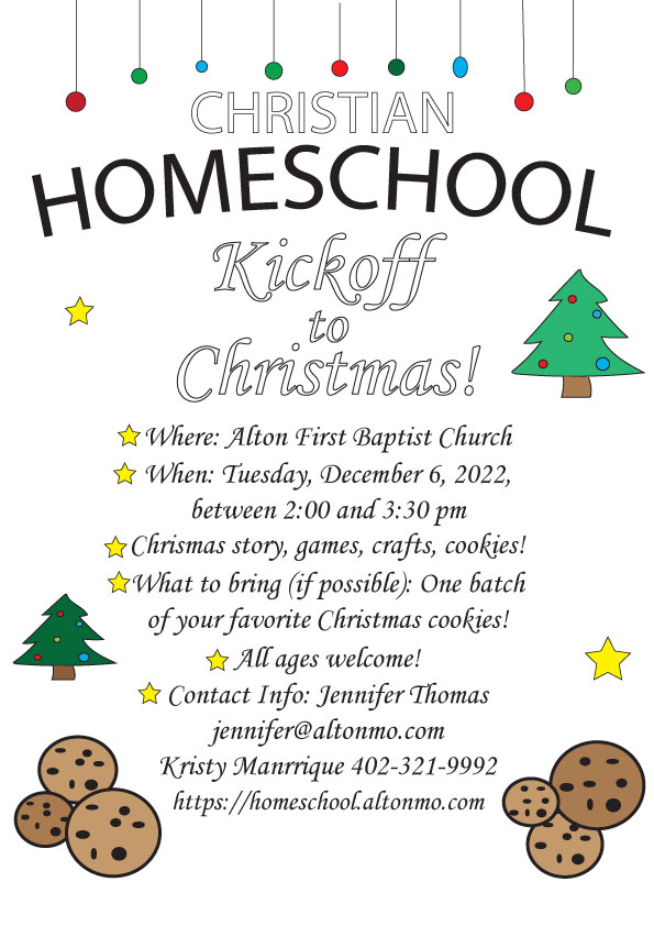 Homeschool "Kickoff to Christmas" Party Flyer