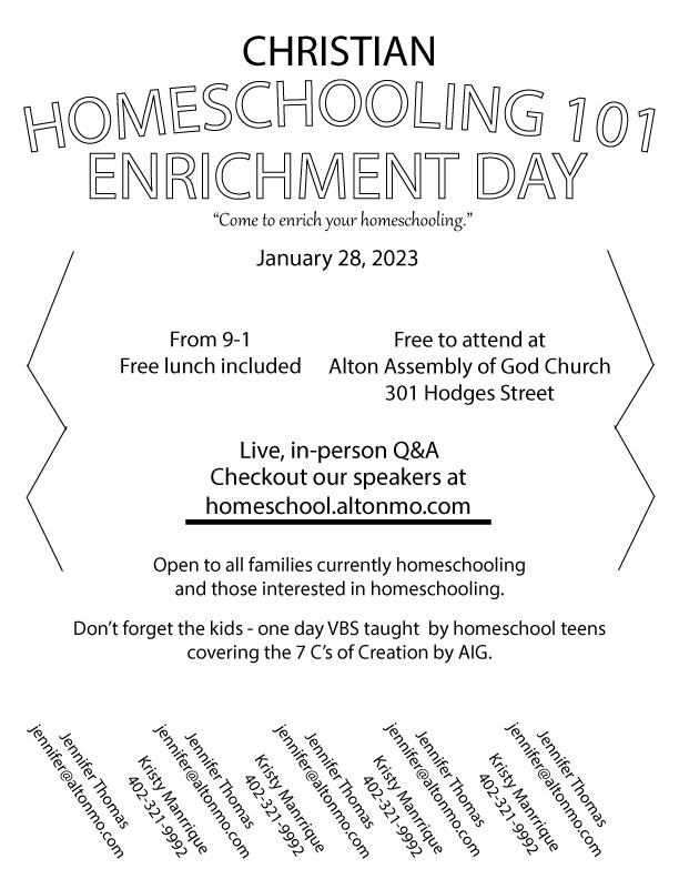 Homeschool 101 Enrichment Day Schedule